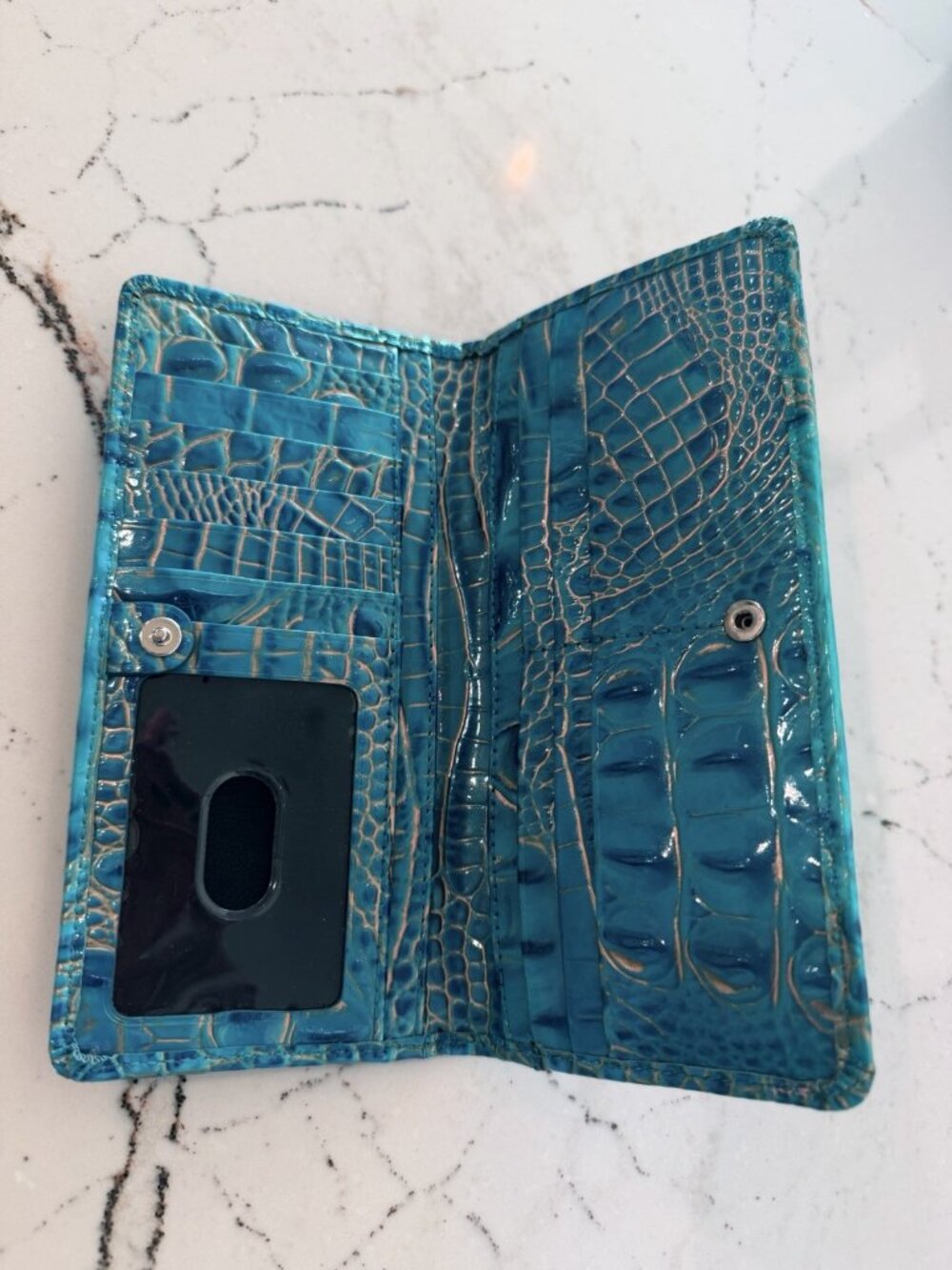 Women’s Brahmin Ady Wallet Peacock Blue Genuine Leather - Picture 5 of 7